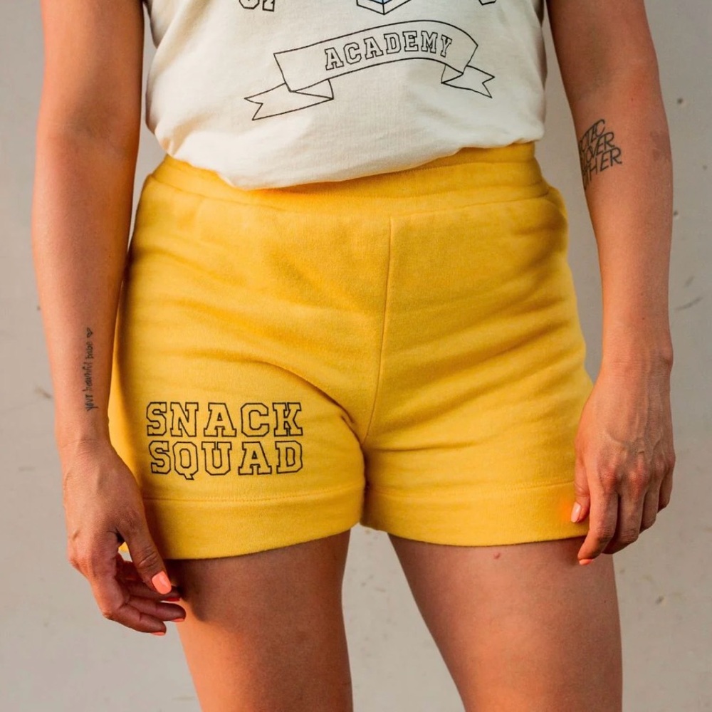 THE LITTLE MILK BAR | Snack Squad Women's Yellow Fleece Shorts